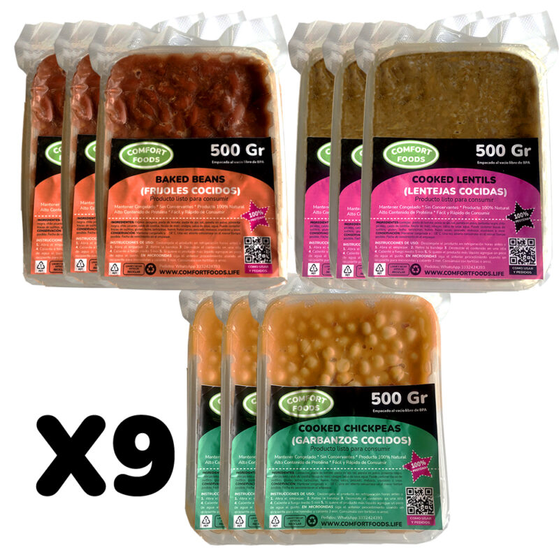 Combo X 9 - 3 Frijoles, 3 Lentejas, y  3 Garbanzos X 500 gr C/U